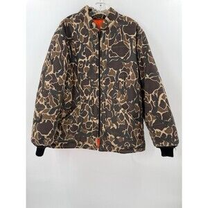 Vintage Walls Blizzard Pruf Reversible Duck Camo Coat Men’s LARGE Orange Hunting